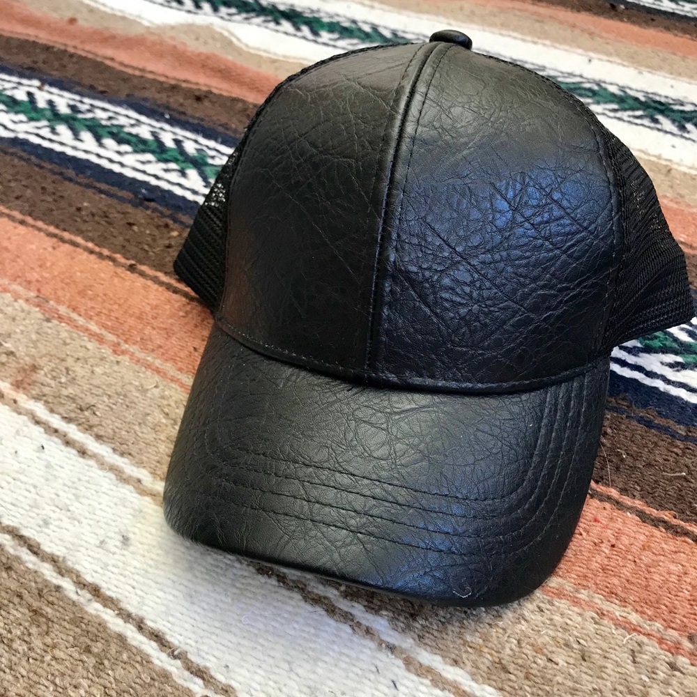 C.C leather trucker hat
